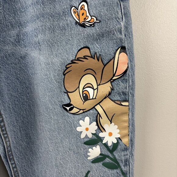 DISNEY Bambi Thumper Jeans High Rise Mom Stretch 29 Denim Womens Size 9 - Picture 2 of 13